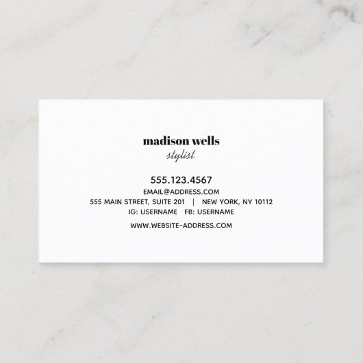 Eenvoudig handgeschreven Hallo van het Manuscript Visitekaartje (Achterkant)