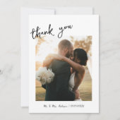 Eenvoudig handgeschreven handschrift en foto bruil bedankkaart (Voorkant)