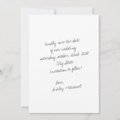 Eenvoudig handgeschreven kalligrafie Foto bruiloft Save The Date (Achterkant)