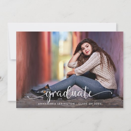 Eenvoudig handgeschreven Manuscript Modern Afstude Aankondiging (Voorkant)