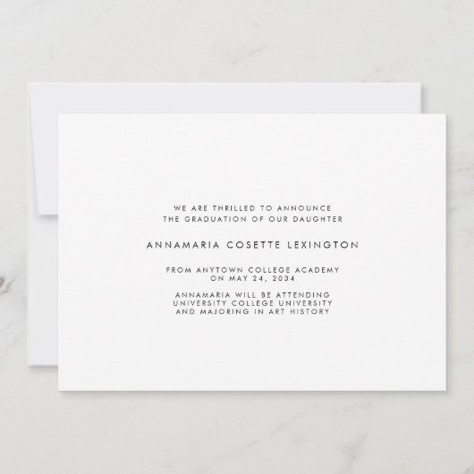 Eenvoudig handgeschreven Manuscript Modern Afstude Aankondiging (Achterkant)