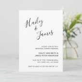 Eenvoudig handgeschreven menu Namen Rehearsal Dinn Kaart (Staand voorkant)