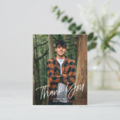 Eenvoudig handgeschreven modern foto Afstuderen Bedankkaart (Staand voorkant)