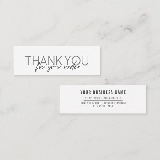 Eenvoudig handgeschreven script Dank u Mini Busine Mini Visitekaartje (Voorkant / Achterkant)