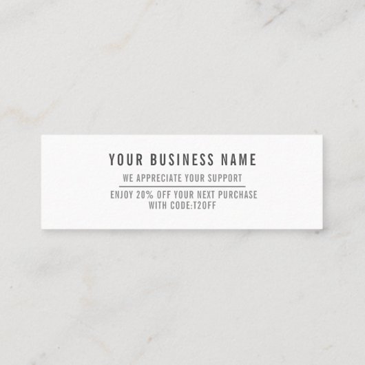 Eenvoudig handgeschreven script Dank u Mini Busine Mini Visitekaartje (Achterkant)