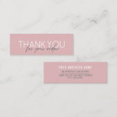 Eenvoudig handgeschreven script Dank u Roze Mini Visitekaartje (Voorkant / Achterkant)