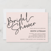 Eenvoudig handgeschreven script Elegant roze bruid Kaart (Voorkant)