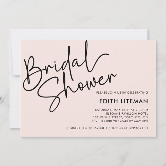 Eenvoudig handgeschreven script Elegant roze bruid Kaart (Voorkant)