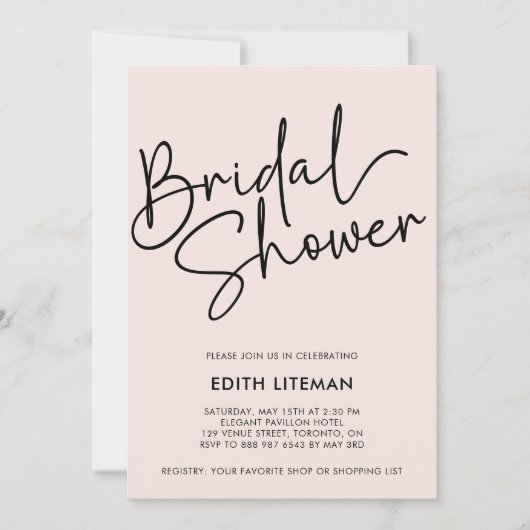 Eenvoudig handgeschreven script Elegant roze bruid Kaart (Voorkant)