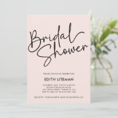 Eenvoudig handgeschreven script Elegante roze FOTO Kaart (Staand voorkant)