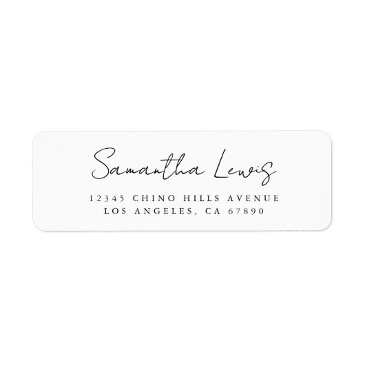 Eenvoudig handgeschreven script naam retouradres etiket (Voorkant)