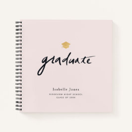 Eenvoudig handgeschreven script Pink Photo Afstude Notitieboek