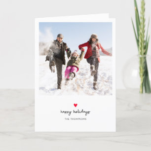 Eenvoudig handgeschreven script Red Heart Photo Feestdagen Kaart