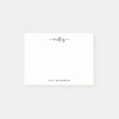 Eenvoudig handgeschreven script Swashes Zwart-wit Post-it® Notes (Voorkant)