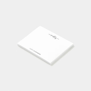 Eenvoudig handgeschreven script Swashes Zwart-wit Post-it® Notes