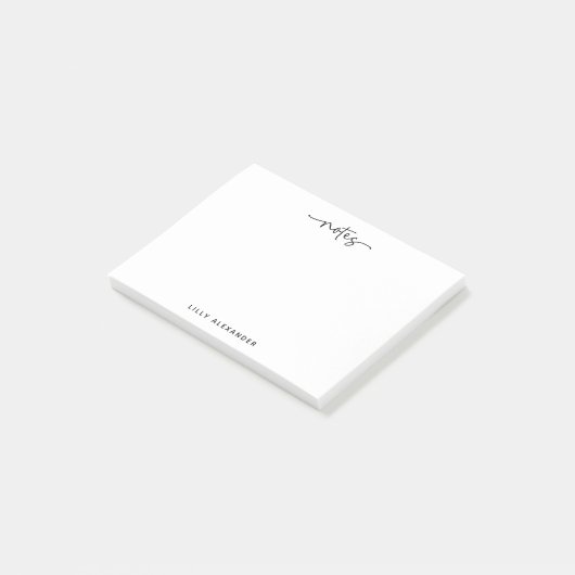 Eenvoudig handgeschreven script Swashes Zwart-wit Post-it® Notes (Schuin)