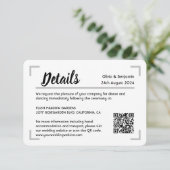 Eenvoudig handgeschreven script Wedding QR-code Informatiekaartje (Staand voorkant)
