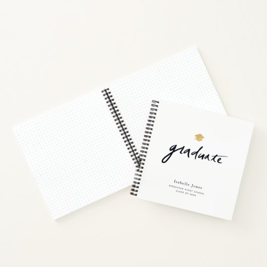 Eenvoudig handgeschreven script White Photo Afstud Notitieboek (Binnen)