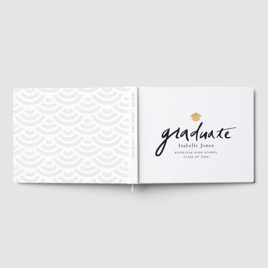 Eenvoudig handgeschreven script Wit Afstuderen Fot Gastenboek (Volledig)