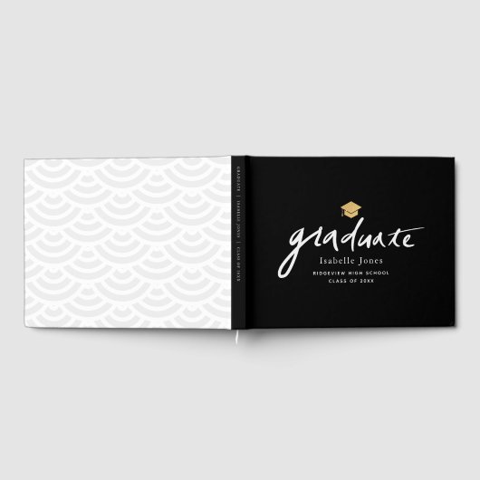 Eenvoudig handgeschreven script zwart Afstuderen Gastenboek (Volledig)