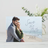 Eenvoudig Handgeschreven sparen de Horizontale Fot Save The Date (Staand voorkant)