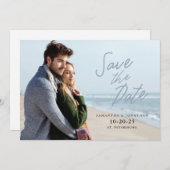 Eenvoudig Handgeschreven sparen de Horizontale Fot Save The Date (Voorkant / Achterkant)