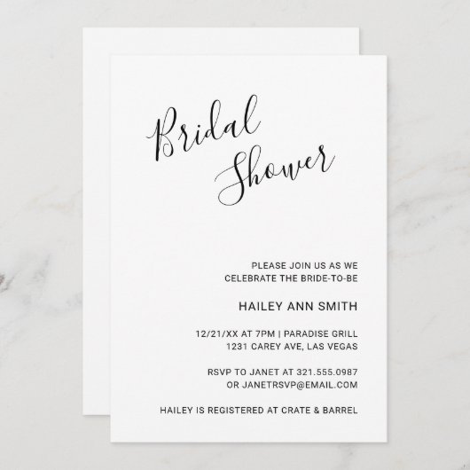 Eenvoudig handgeschreven Vrijgezellenfeest script Kaart (Voorkant / Achterkant)