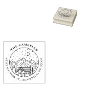 Eenvoudig handgetekend retouradres Bergnacht Rubberstempel (Gestempeld)