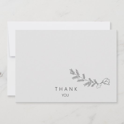 Eenvoudig handgetekende bloemstengel liefdevol geh bedankkaart (Voorkant)