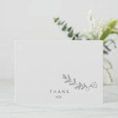 Eenvoudig handgetekende bloemstengel liefdevol geh bedankkaart (Staand voorkant)