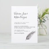 Eenvoudig handgetekende palmboom, lef bruiloft kaart (Staand voorkant)