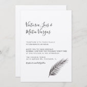 Eenvoudig handgetekende palmboom, lef bruiloft kaart (Voorkant / Achterkant)