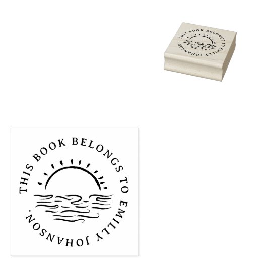 Eenvoudig handgetekende Sunset Custom Book Rubberstempel (Gestempeld)
