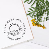 Eenvoudig handgetekende Sunset Custom Book Rubberstempel