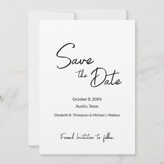 Eenvoudig handlettering Geëngageerde foto Rustic W Save The Date (Voorkant)
