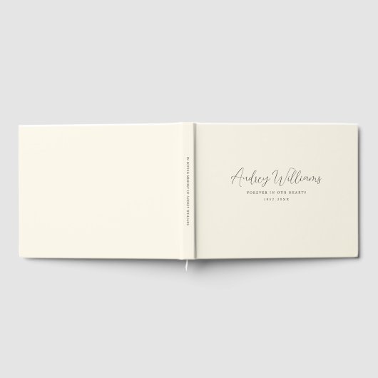 Eenvoudig, handschrift, beige gastenboek (Volledig)