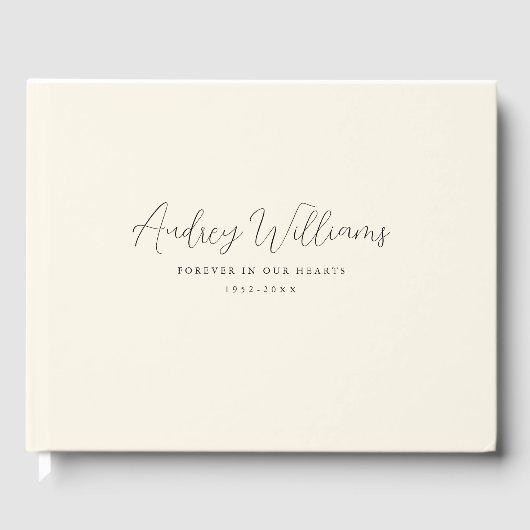 Eenvoudig, handschrift, beige gastenboek (Voorkant)