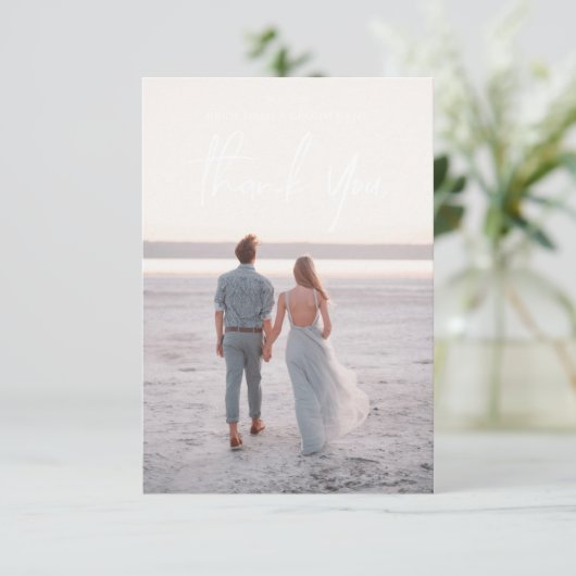 Eenvoudig handschrift bruiloft bedankt kaarten (Staand voorkant)