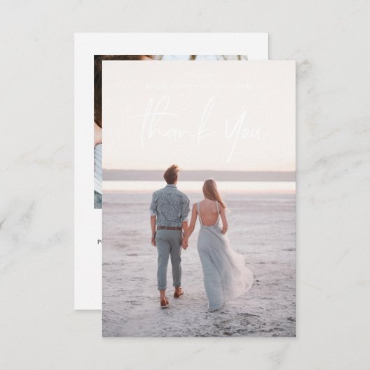 Eenvoudig handschrift bruiloft bedankt kaarten (Voorkant / Achterkant)