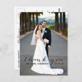 Eenvoudig handschrift bruiloft Dank u Briefkaart (Voorkant / Achterkant)