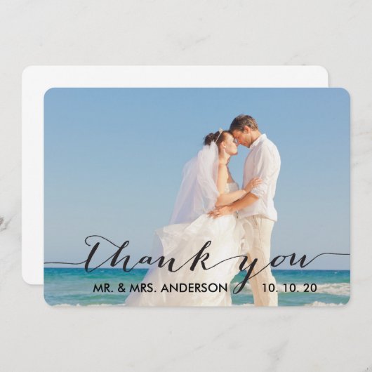 Eenvoudig handschrift bruiloft Hartelijk dank Bedankkaart (Voorkant / Achterkant)