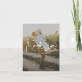 Eenvoudig handschrift Foto bruiloft Bedankkaart (Voorkant)