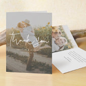 Eenvoudig handschrift Foto bruiloft Bedankkaart