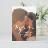 Eenvoudig handschrift Foto bruiloft Bedankkaart (Staand voorkant)