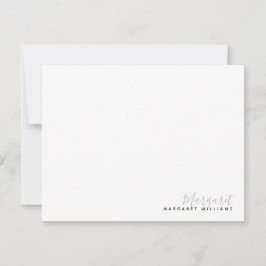 Eenvoudig handschrift met briefteken boven gedrukt notitiekaartje