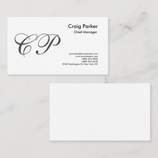 Eenvoudig handschrift Monogram Professional Visitekaartje (Voorkant / Achterkant)