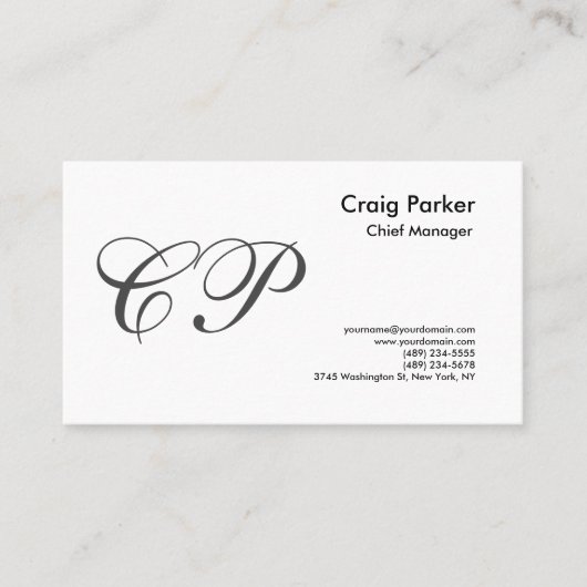 Eenvoudig handschrift Monogram Professional Visitekaartje (Voorkant)