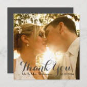 Eenvoudig handschrift trouwfoto Dank u Bedankkaart (Voorkant / Achterkant)
