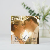 Eenvoudig handschrift trouwfoto Dank u Bedankkaart (Staand voorkant)