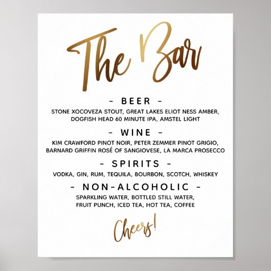 Eenvoudig handschrift Typografie "The Bar"-teken Poster (Voorkant)